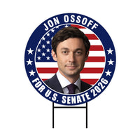 Jon Ossoff For Georgia Senate 2026 Yard Sign, Corrugated Plastic Senate Elections, Race Red White & Blue Yard Sign with Metal H-Stake