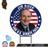 Jim Risch For Idaho Senate 2026 Yard Sign, Corrugated Plastic Senate Elections, Republic Race Red White & Blue Yard Sign with Metal H-Stake