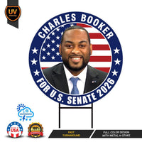 Charles Booker For Kentucky Senate 2026 Yard Sign, Corrugated Plastic Senate Elections, Race Red White & Blue Yard Sign with Metal H-Stake