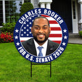 Charles Booker For Kentucky Senate 2026 Yard Sign, Corrugated Plastic Senate Elections, Race Red White & Blue Yard Sign with Metal H-Stake