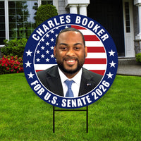 Charles Booker For Kentucky Senate 2026 Yard Sign, Corrugated Plastic Senate Elections, Race Red White & Blue Yard Sign with Metal H-Stake