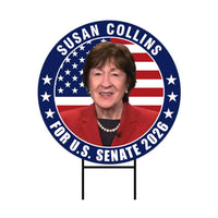 Susan Collins For Maine Senate 2026 Yard Sign, Corrugated Plastic Senate Elections, Race Red White & Blue Yard Sign with Metal H-Stake