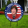 Susan Collins For Maine Senate 2026 Yard Sign, Corrugated Plastic Senate Elections, Race Red White & Blue Yard Sign with Metal H-Stake