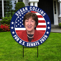 Susan Collins For Maine Senate 2026 Yard Sign, Corrugated Plastic Senate Elections, Race Red White & Blue Yard Sign with Metal H-Stake