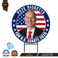 Pete Ricketts For Nebraska Senate 2026 Yard Sign, Corrugated Plastic Senate Elections, Race Red White & Blue Yard Sign with Metal H-Stake