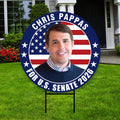 Chris Pappas For New Hampshire Senate 2026 Yard Sign, Corrugated Senate Elections, Race Red White & Blue Yard Sign with Metal H-Stake