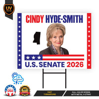 Cindy Hyde-Smith For Mississippi Senate 2026 Yard Sign, Corrugated Senate Elections, Race Red White & Blue Yard Sign with Metal H-Stake