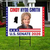 Cindy Hyde-Smith For Mississippi Senate 2026 Yard Sign, Corrugated Senate Elections, Race Red White & Blue Yard Sign with Metal H-Stake