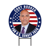 Cory Booker For New Jersey Senate 2026 Yard Sign, Corrugated Plastic Senate Elections, Race Red White & Blue Yard Sign with Metal H-Stake