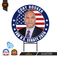 Cory Booker For New Jersey Senate 2026 Yard Sign, Corrugated Plastic Senate Elections, Race Red White & Blue Yard Sign with Metal H-Stake