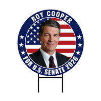 Roy Cooper For North Carolina Senate 2026 Yard Sign, Corrugated Senate Elections, Race Red White & Blue Yard Sign with Metal H-Stake