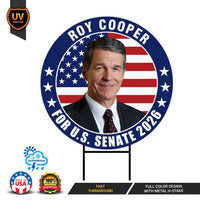 Roy Cooper For North Carolina Senate 2026 Yard Sign, Corrugated Senate Elections, Race Red White & Blue Yard Sign with Metal H-Stake