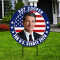 Roy Cooper For North Carolina Senate 2026 Yard Sign, Corrugated Senate Elections, Race Red White & Blue Yard Sign with Metal H-Stake