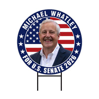 Michael Whatley For North Carolina Senate 2026 Yard Sign, Corrugated Senate Elections, Race Red White & Blue Yard Sign with Metal H-Stake