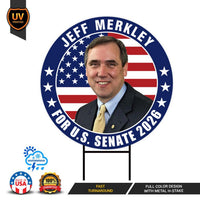 Jeff Merkley For Oregon Senate 2026 Yard Sign, Corrugated Plastic Senate Elections, Race Red White & Blue Yard Sign with Metal H-Stake