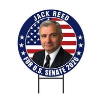 Jack Reed For Rhode Island Senate 2026 Yard Sign, Corrugated Plastic Senate Elections, Race Red White & Blue Yard Sign with Metal H-Stake