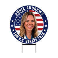 Annie Andrews For South Carolina Senate 2026 Yard Sign, Corrugated Senate Elections, Race Red White & Blue Yard Sign with Metal H-Stake
