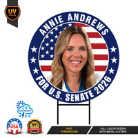 Annie Andrews For South Carolina Senate 2026 Yard Sign, Corrugated Senate Elections, Race Red White & Blue Yard Sign with Metal H-Stake