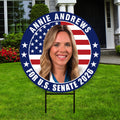 Annie Andrews For South Carolina Senate 2026 Yard Sign, Corrugated Senate Elections, Race Red White & Blue Yard Sign with Metal H-Stake