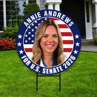 Annie Andrews For South Carolina Senate 2026 Yard Sign, Corrugated Senate Elections, Race Red White & Blue Yard Sign with Metal H-Stake
