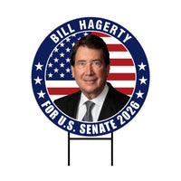 Bill Hagerty For Tennessee Senate 2026 Yard Sign, Corrugated Plastic Senate Elections, Race Red White & Blue Yard Sign with Metal H-Stake