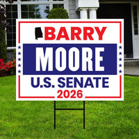 Barry Moore For Alabama Senate 2026 Yard Sign, Corrugated Plastic Senate Elections, Race Red White & Blue Yard Sign with Metal H-Stake