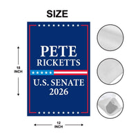Pete Ricketts For Nebraska Senate 2026 Garden Flag, Double Sided, 2026 Senate Flag, Elections Flag, Republican, Race Red White & Blue Flag