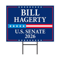 Bill Hagerty For Tennessee Senate 2026 Yard Sign, Corrugated Plastic Senate Elections, Race Red White & Blue Yard Sign with Metal H-Stake