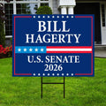 Bill Hagerty For Tennessee Senate 2026 Yard Sign, Corrugated Plastic Senate Elections, Race Red White & Blue Yard Sign with Metal H-Stake