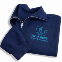 Custom RDCS Embroidered Quarter Zip Sweatshirt, Personalized Cardiac Sonographer Pullover, Ultrasound Tech Gift