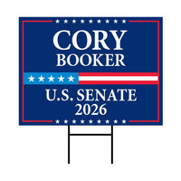 Cory Booker For New Jersey Senate 2026 Yard Sign, Corrugated Plastic Senate Elections, Race Red White & Blue Yard Sign with Metal H-Stake
