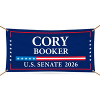 Cory Booker For New Jersey U.S. Senate Banner Sign, 13 oz Waterproof US Senate Election 2026, Democratic Vinyl Banner With Metal Grommets