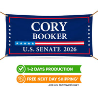 Cory Booker For New Jersey U.S. Senate Banner Sign, 13 oz Waterproof US Senate Election 2026, Democratic Vinyl Banner With Metal Grommets