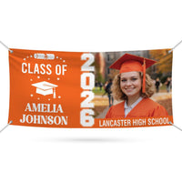 Graduation Banner, Custom Photo Vinyl Banner, Class of 2026, Graduation 2026, Personalized School Banner with Name Photo Decor