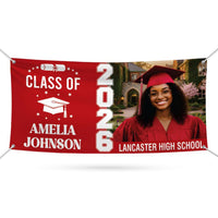 Graduation Banner, Custom Photo Vinyl Banner, Class of 2026, Graduation 2026, Personalized School Banner with Name Photo Decor