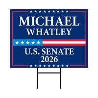 Michael Whatley For North Carolina Senate 2026 Yard Sign, Corrugated Senate Elections, Race Red White & Blue Yard Sign with Metal H-Stake