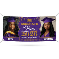 Then and Now Graduation Banner, Custom Photo Vinyl Banner, Class of 2026, Graduation 2026, Personalized School Banner Decor