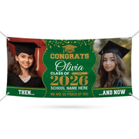 Then and Now Graduation Banner, Custom Photo Vinyl Banner, Class of 2026, Graduation 2026, Personalized School Banner Decor