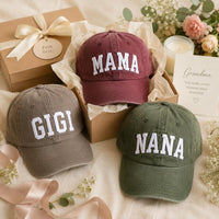 Csutom Mama Embroidered Hat, Nana Baseball Cap, Gigi Dad Hat, Dada Embroidered Cap, Personalized Family Gift for Mom Grandma Dad