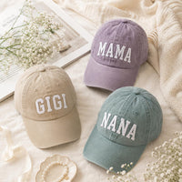 Csutom Mama Embroidered Hat, Nana Baseball Cap, Gigi Dad Hat, Dada Embroidered Cap, Personalized Family Gift for Mom Grandma Dad