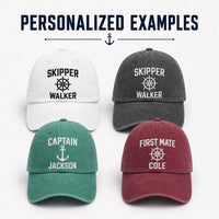Captain Embroidered Hat, Personalized Skipper Baseball Cap, Custom Boat Captain Hat with Name, Nautical Dad Cap, Sailing Gift