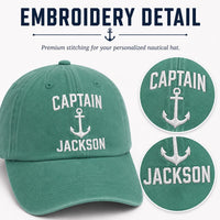 Captain Embroidered Hat, Personalized Skipper Baseball Cap, Custom Boat Captain Hat with Name, Nautical Dad Cap, Sailing Gift