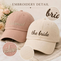 Perosnalized Bride Embroidered Hat, Bridesmaid Baseball Cap, Maid of Honor Hat, Bachelorette Party Hats, Bridal Shower Gift for Bride Tribe