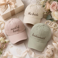 Perosnalized Bride Embroidered Hat, Bridesmaid Baseball Cap, Maid of Honor Hat, Bachelorette Party Hats, Bridal Shower Gift for Bride Tribe