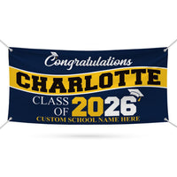 Graduation Banner, Custom Name School Vinyl Banner, Class of 2026, Graduation 2026, Congrats Grad Banner for High School College