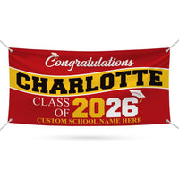 Graduation Banner, Custom Name School Vinyl Banner, Class of 2026, Graduation 2026, Congrats Grad Banner for High School College
