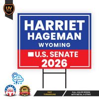 Harriet Hageman For Wyoming Senate 2026 Yard Sign, Corrugated Plastic Senate Elections, Race Red White & Blue Yard Sign with Metal H-Stake