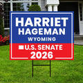 Harriet Hageman For Wyoming Senate 2026 Yard Sign, Corrugated Plastic Senate Elections, Race Red White & Blue Yard Sign with Metal H-Stake