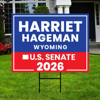 Harriet Hageman For Wyoming Senate 2026 Yard Sign, Corrugated Plastic Senate Elections, Race Red White & Blue Yard Sign with Metal H-Stake