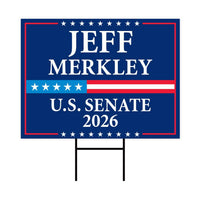 Jeff Merkley For Oregon Senate 2026 Yard Sign, Corrugated Plastic Senate Elections, Race Red White & Blue Yard Sign with Metal H-Stake